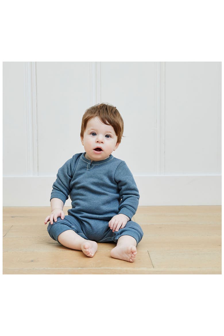 Long Sleeve Henley Romper, Alternate, color, BLUE
