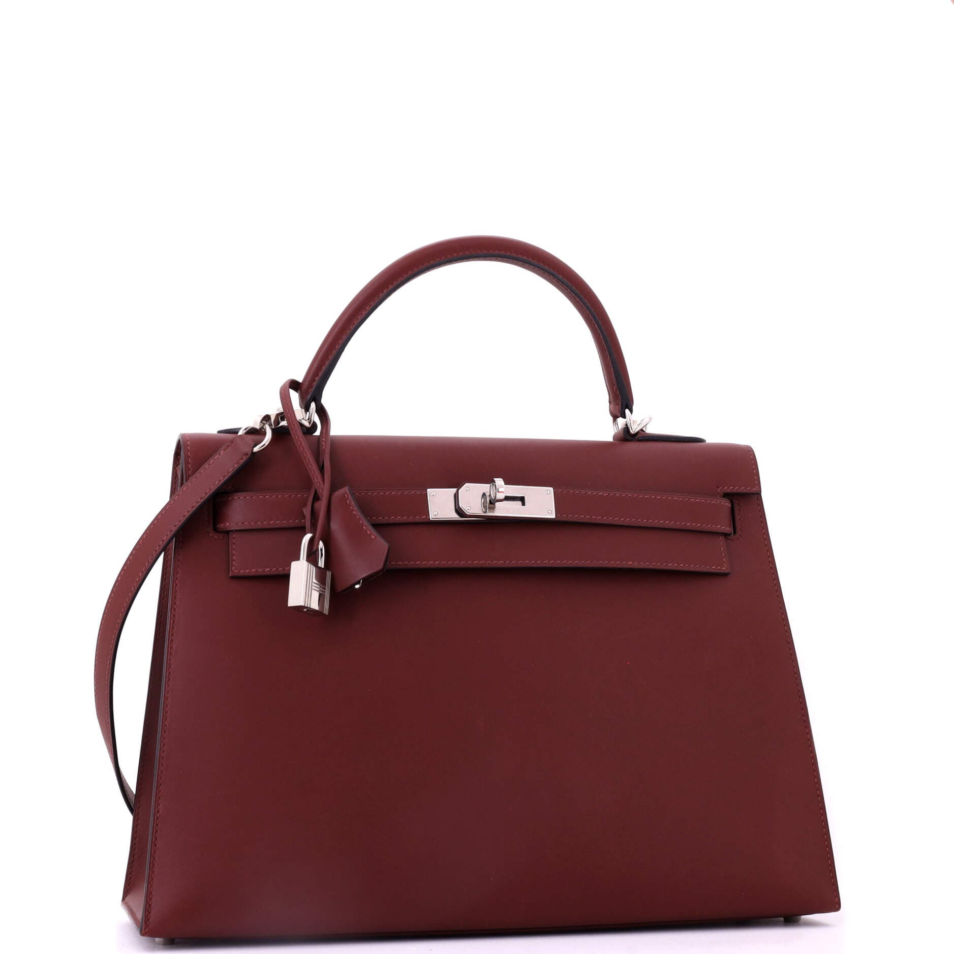 Pre-Owned Hermes Kelly Handbag Red Sombrero with Palladium Hardware 32, Alternate, color, 