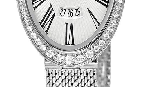 Porsamo Bleu Eloise Crystal Guilloche Mesh Bracelet Watch, 26mm In Silver