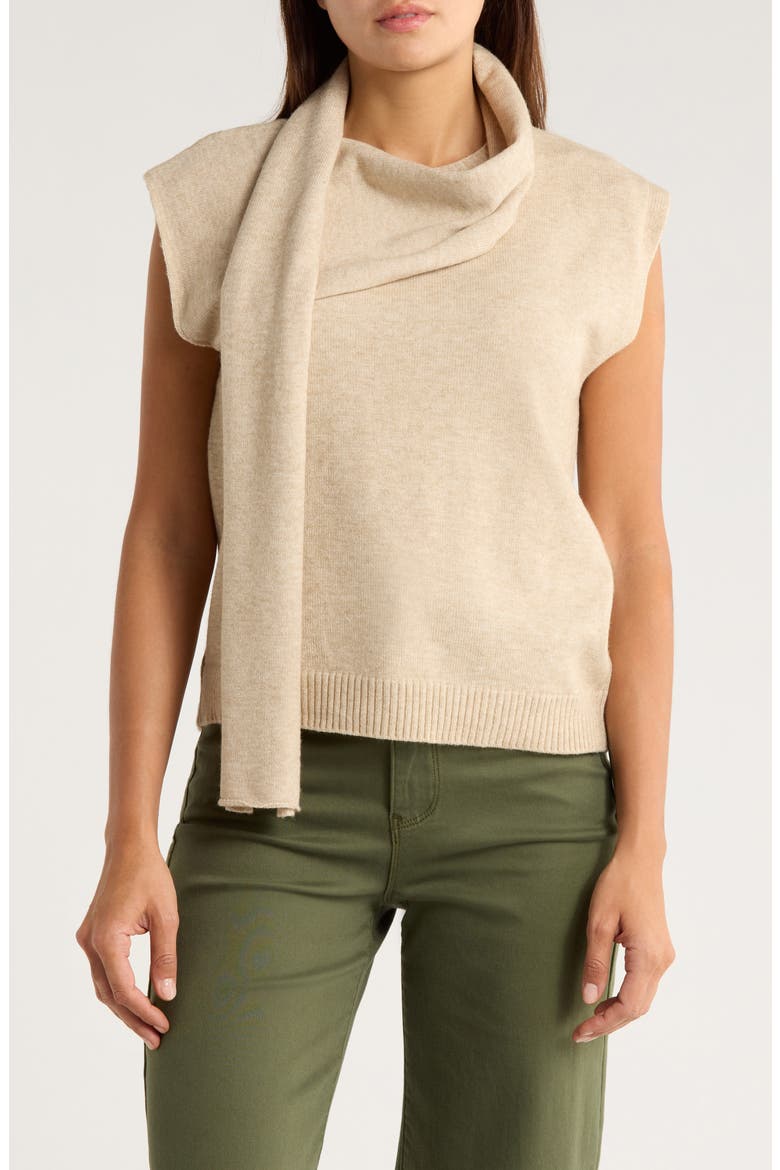 Sleeveless Sweater with Scarf, Main, color, OATMEAL