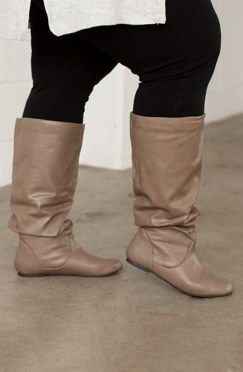 Journee Collection Jayne Ruched Tall Boot - Extra Wide Calf, Alternate, color, Taupe