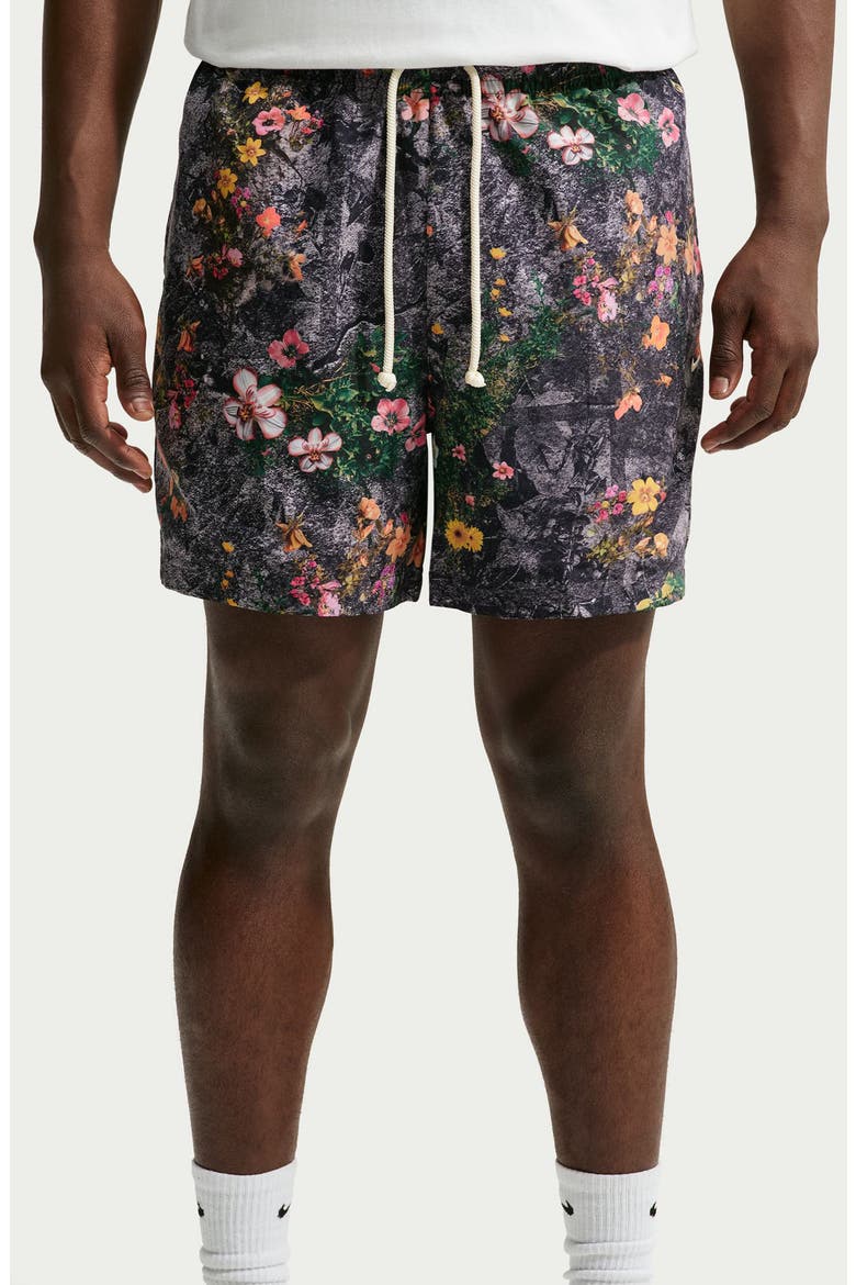 Dri-FIT Floral Drawstring Shorts, Alternate, color, ANTHRACITE/ PALE IVORY