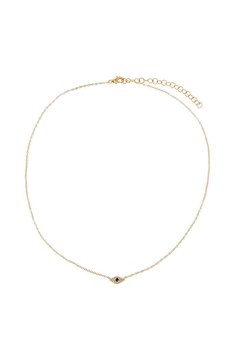 BY ADINA EDEN Diamond Pave & Sapphire Blue Evil Eye Choker 14K, Alternate, color, 14K Gold