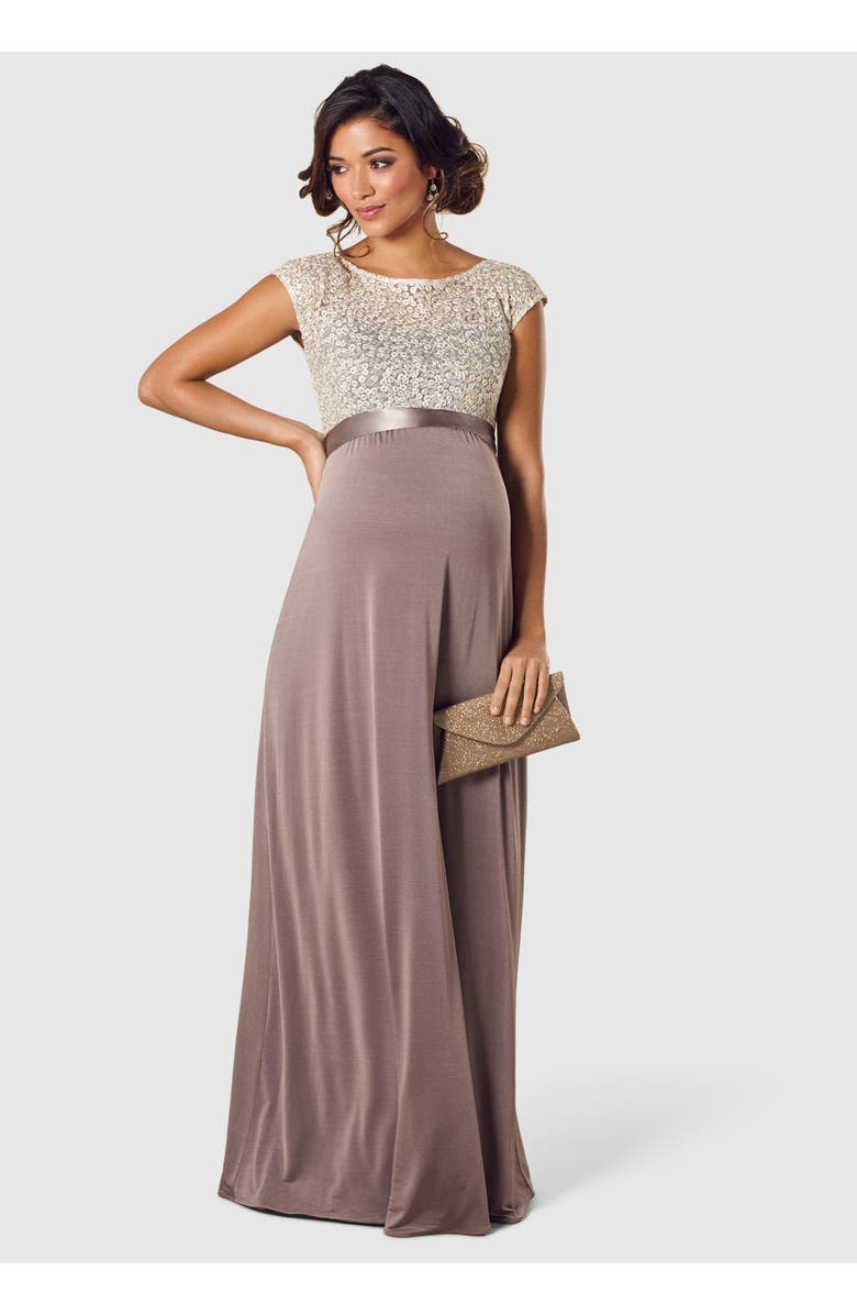 Tiffany Rose Maternity Mia Maternity Gown, Main, color, Dusky Truffle