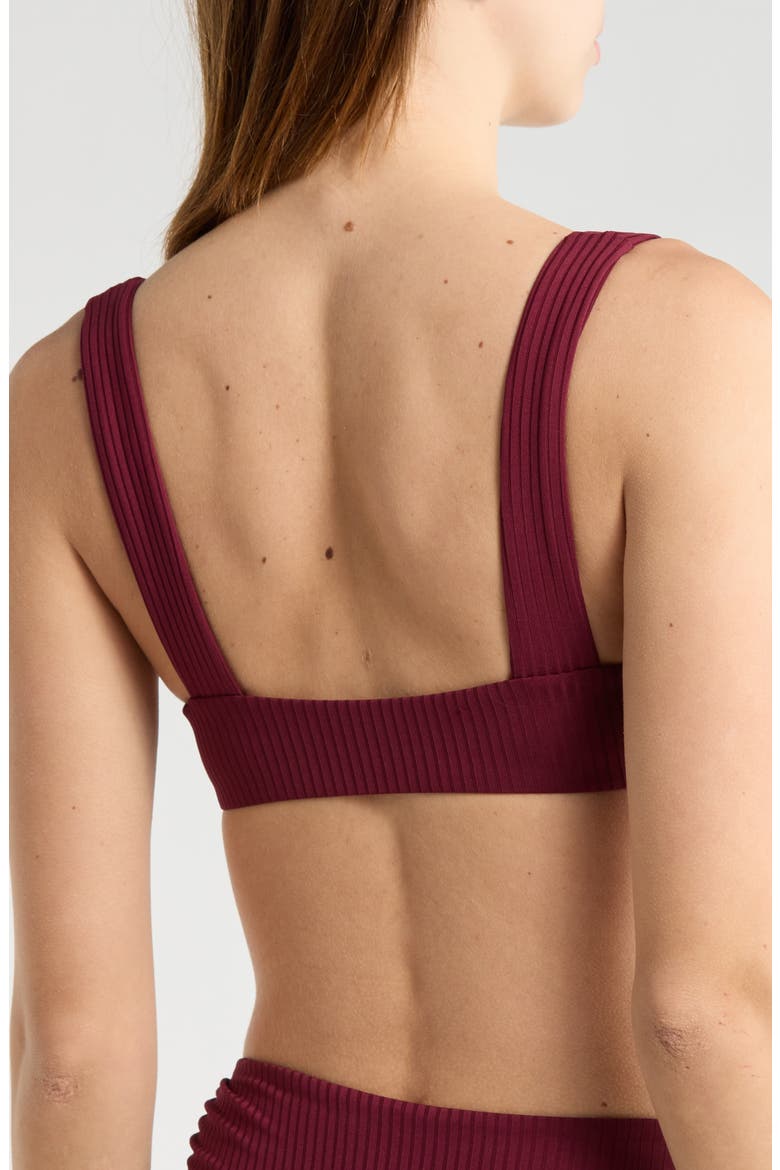 Skylar Ribbed O-Ring Bikini Top, Alternate, color, BURGUNDY