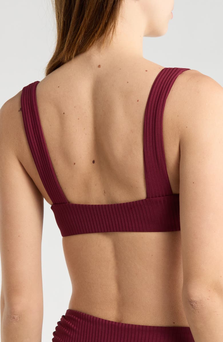 Vitamin A<sup>®</sup> Skylar Ribbed O-Ring Bikini Top, Alternate, color, Burgundy
