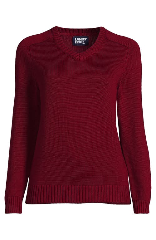 Lands' End School Uniform Young Cotton Modal V-neck Sweater In Garnet