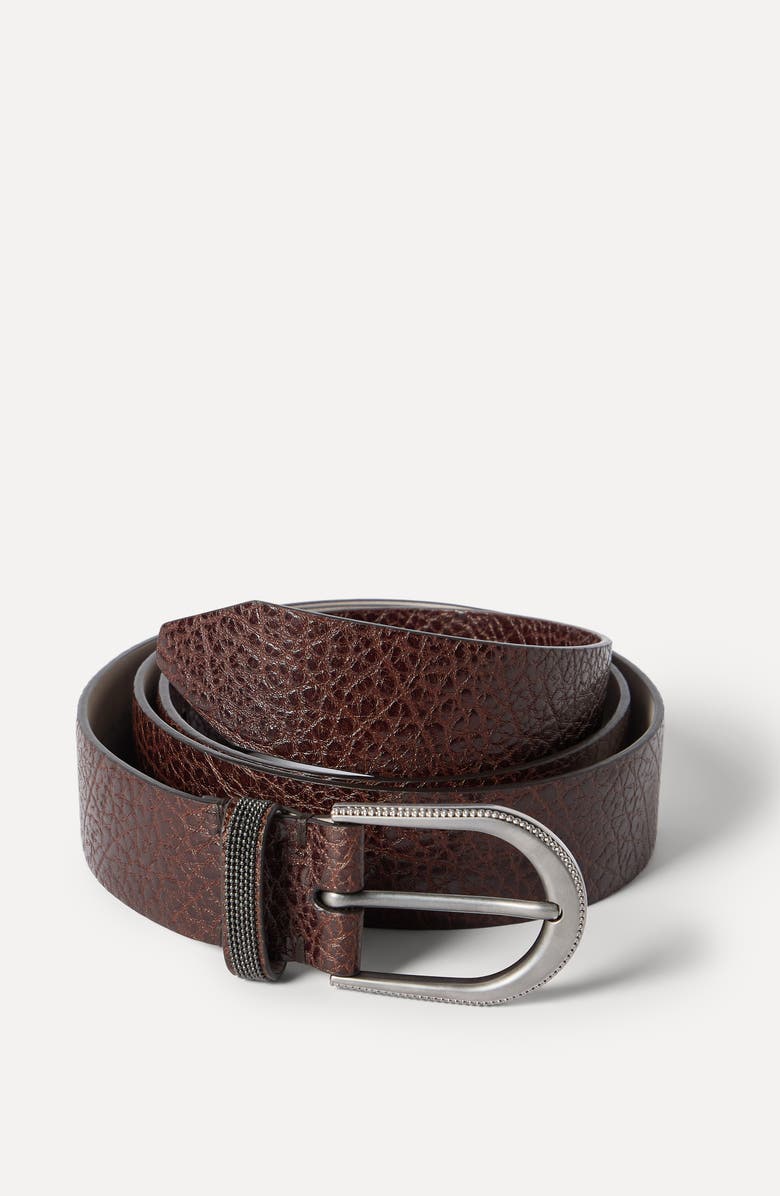 Brunello Cucinelli Calfskin belt, Alternate, color, Brown