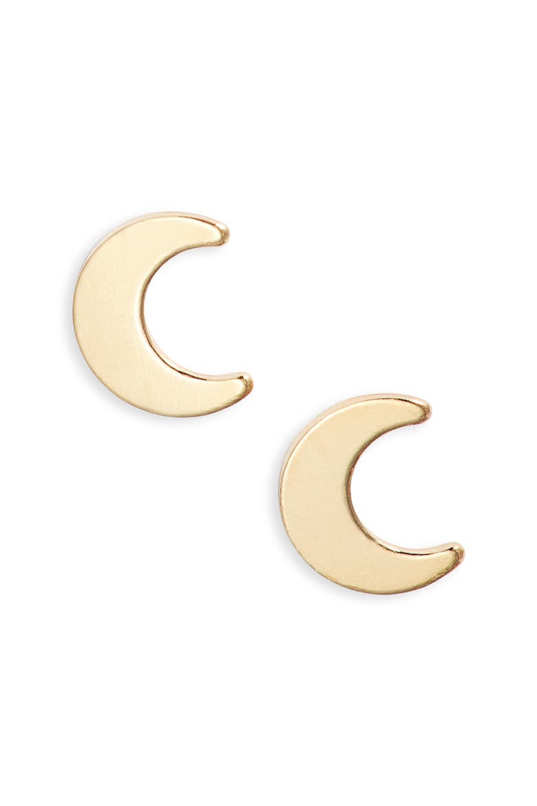 Crescent Moon Stud Earrings, Main, color, GOLD FILL