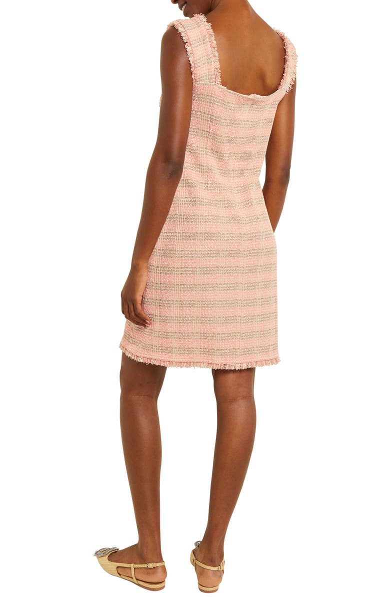 Misook Fringed Sleeveless A-Line Dress, Alternate, color, Pink