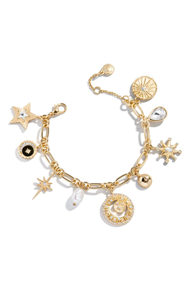 BaubleBar Cressida Celestial Charm Bracelet, Main, color, Gold/ Clear