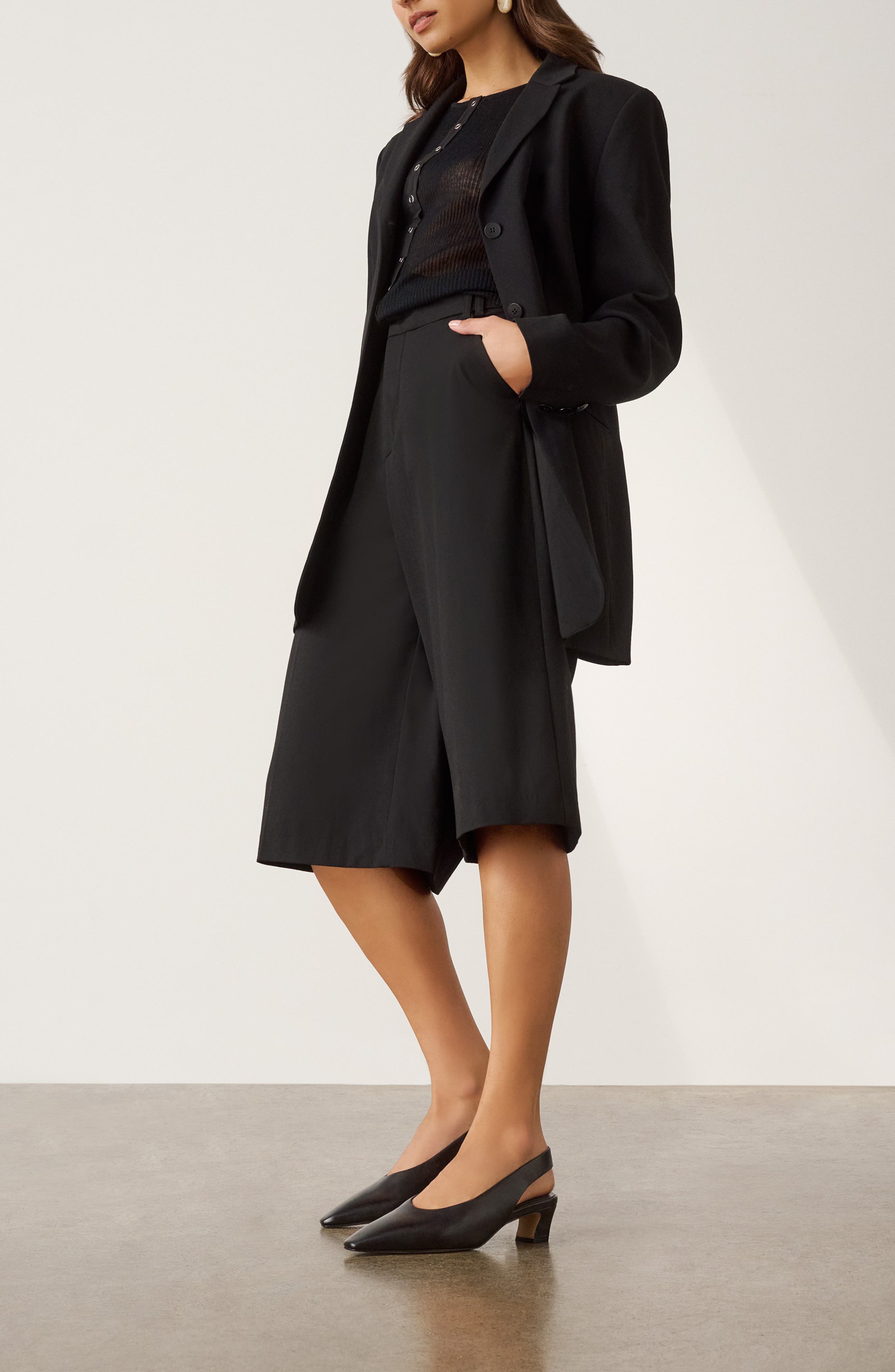 Noa Leather Slingback Pump, Alternate, color, BLACK