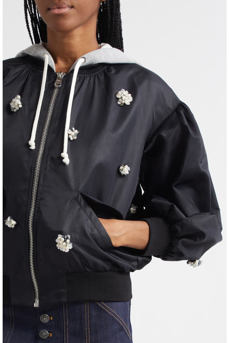Ollie Rhinestone Detail Hooded Jacket, Alternate, color, BLACK/ PEARL
