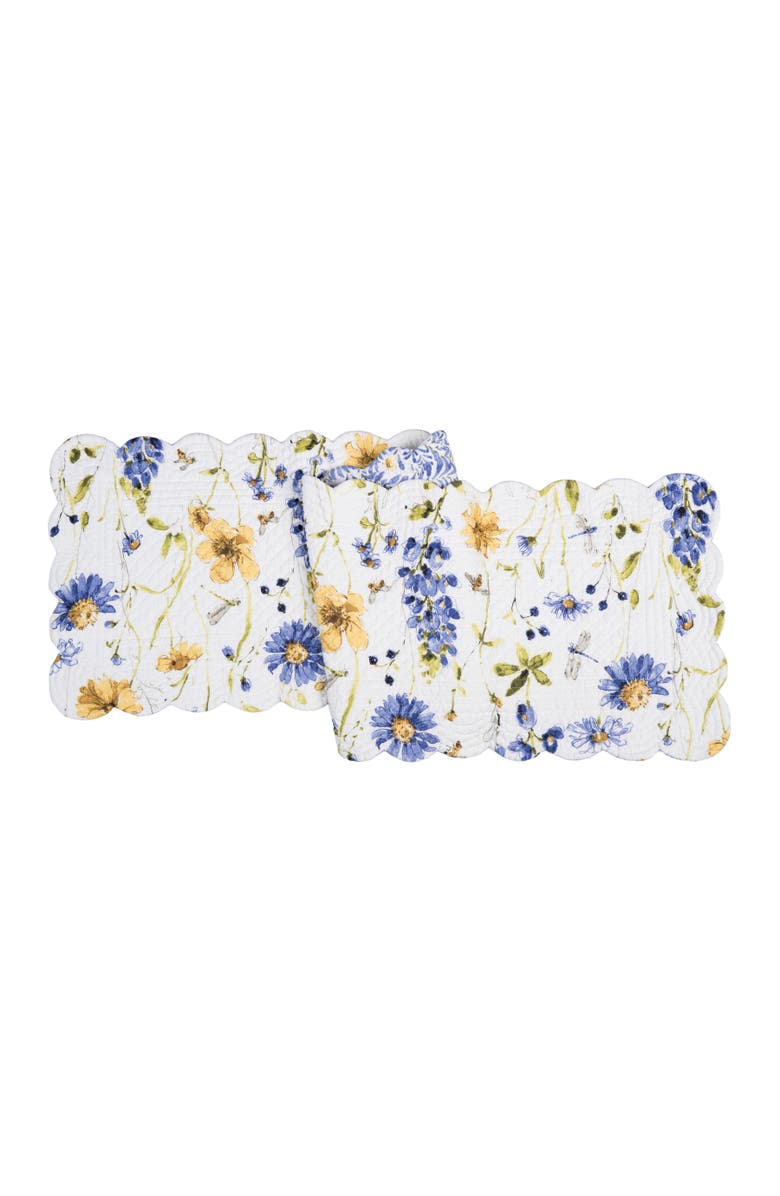 C&F Home Lovely Blues Cotton Rectangle Table Runner 14" x 51" Floral Design All Seasons Kitchen Dining Dinner Table Tablerunner Decor Decoration, Main, color, 