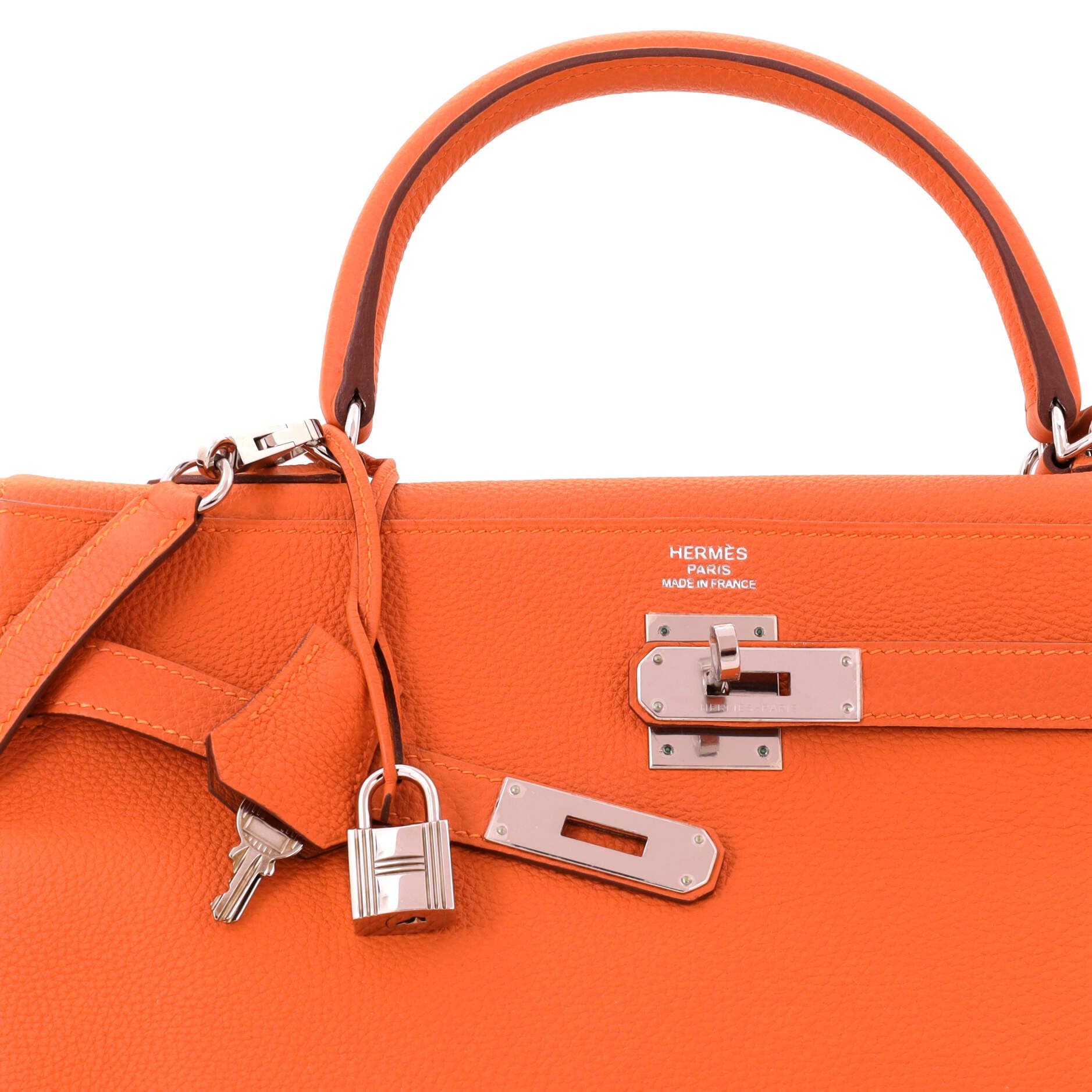 Pre-Owned Hermes Kelly Handbag Orange Togo with Palladium Hardware 35, Alternate, color, Orange H