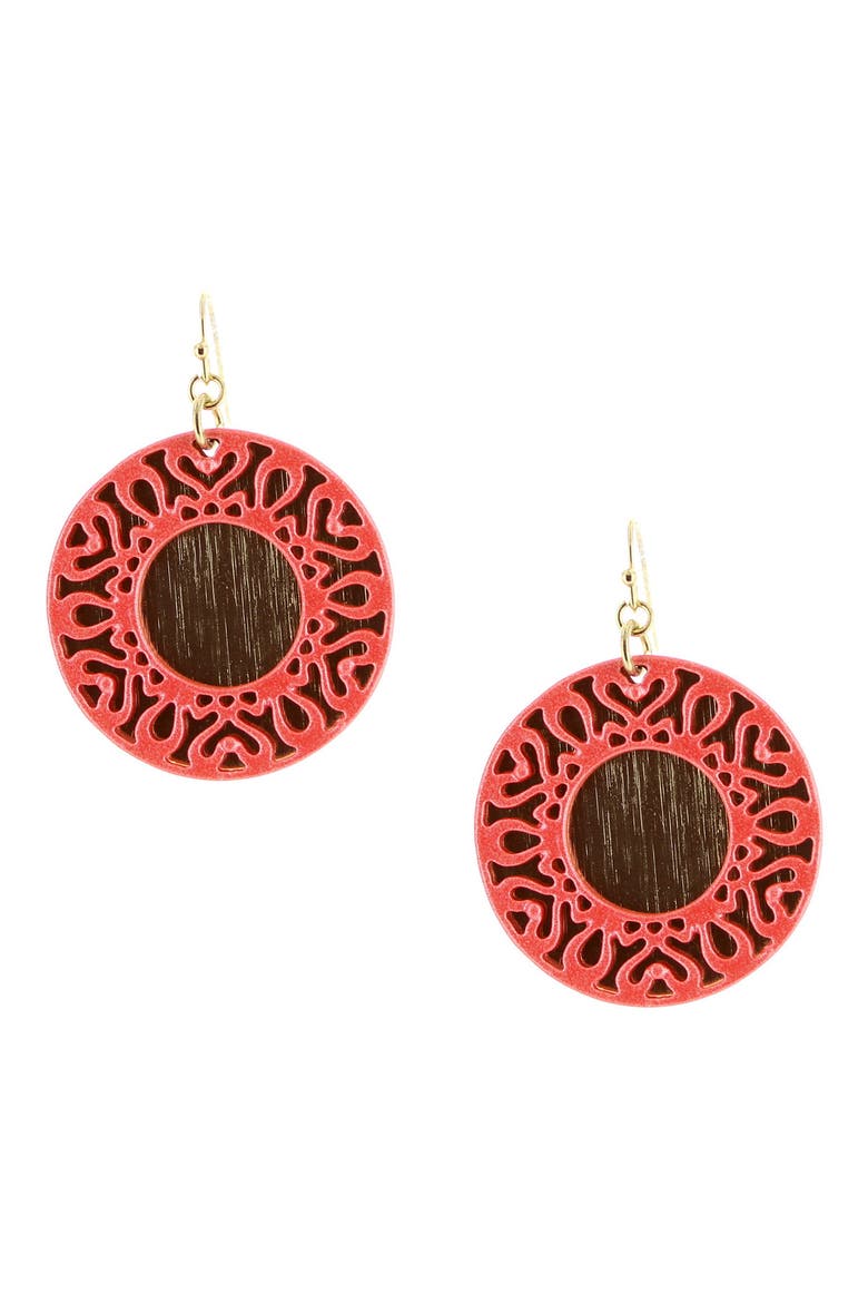 Bina Drop Earrings, Main, color, GOLD / CORAL