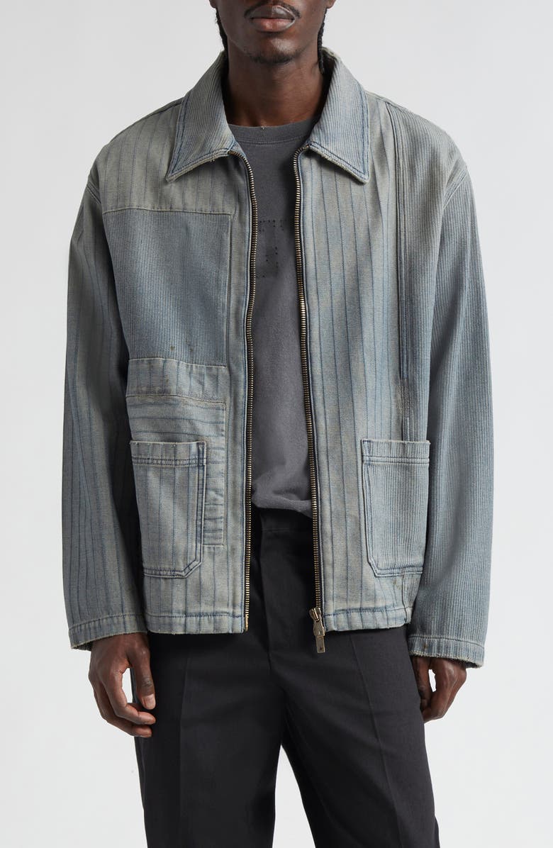 Golden Goose Journey Zip Denim Jacket, Main, color, Grey