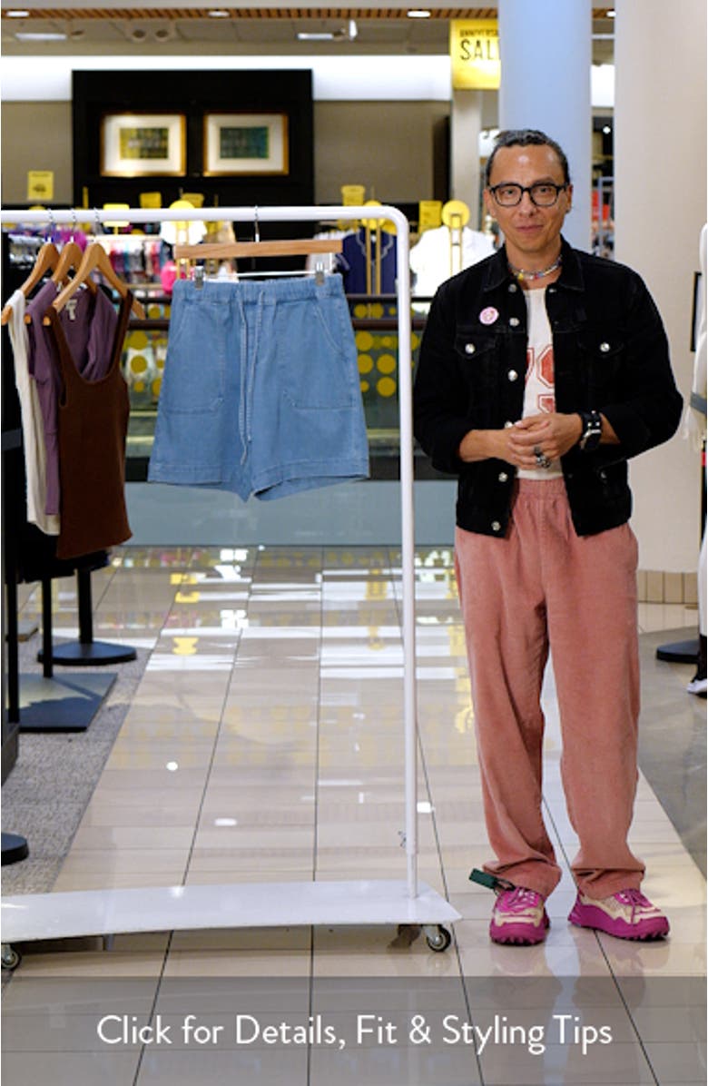 High Waist Drawstring Denim Shorts, sales video thumbnail