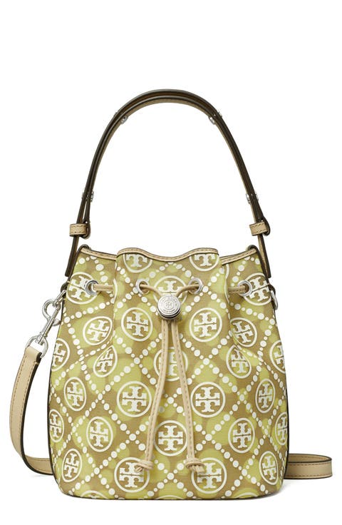 T Monogram Mesh Dot Bucket Bag