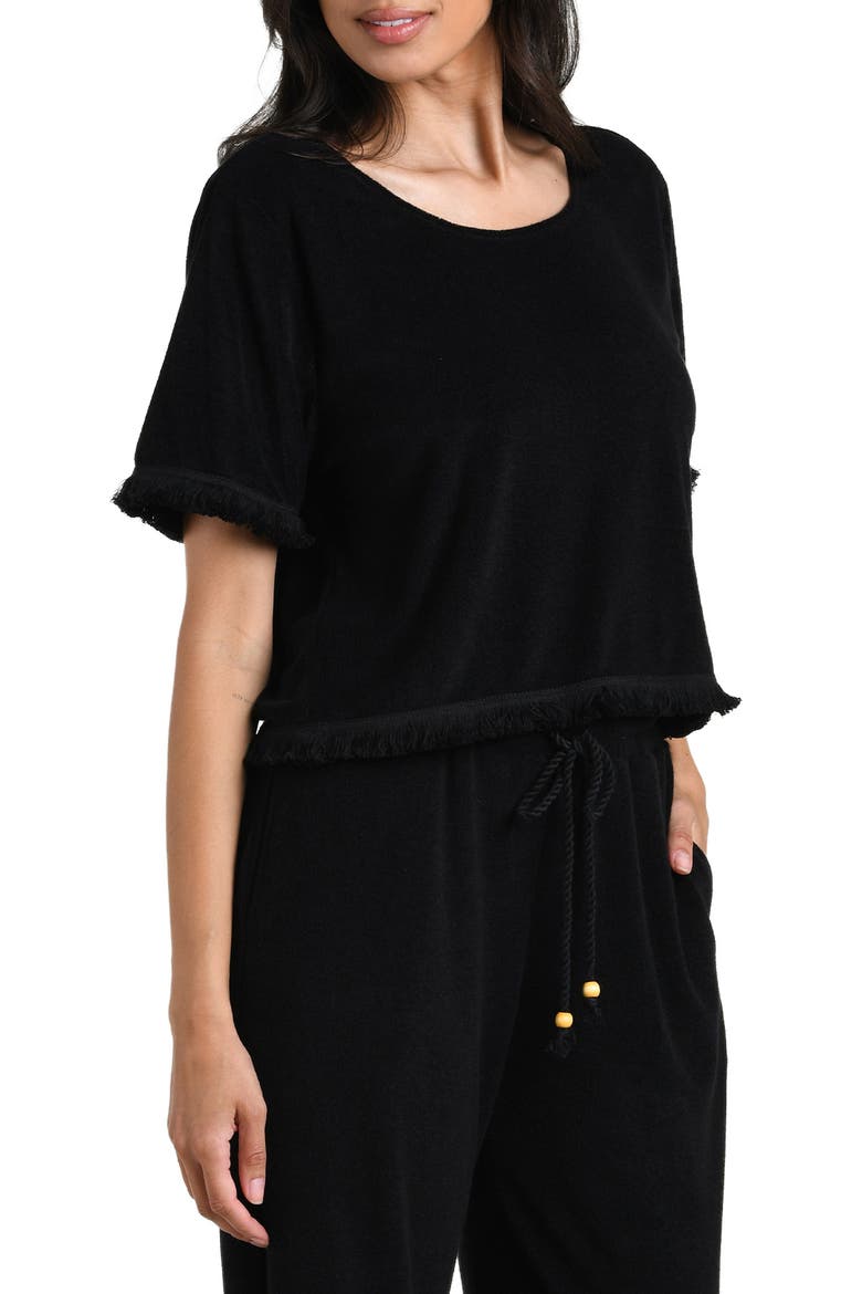 Wild Nomad Fringe Trim Cover-Up Shirt, Alternate, color, BLACK