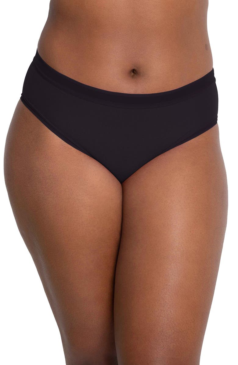 Curvy Couture Sheer Mesh High Cut Briefs, Alternate, color, Black/Flirt/Black
