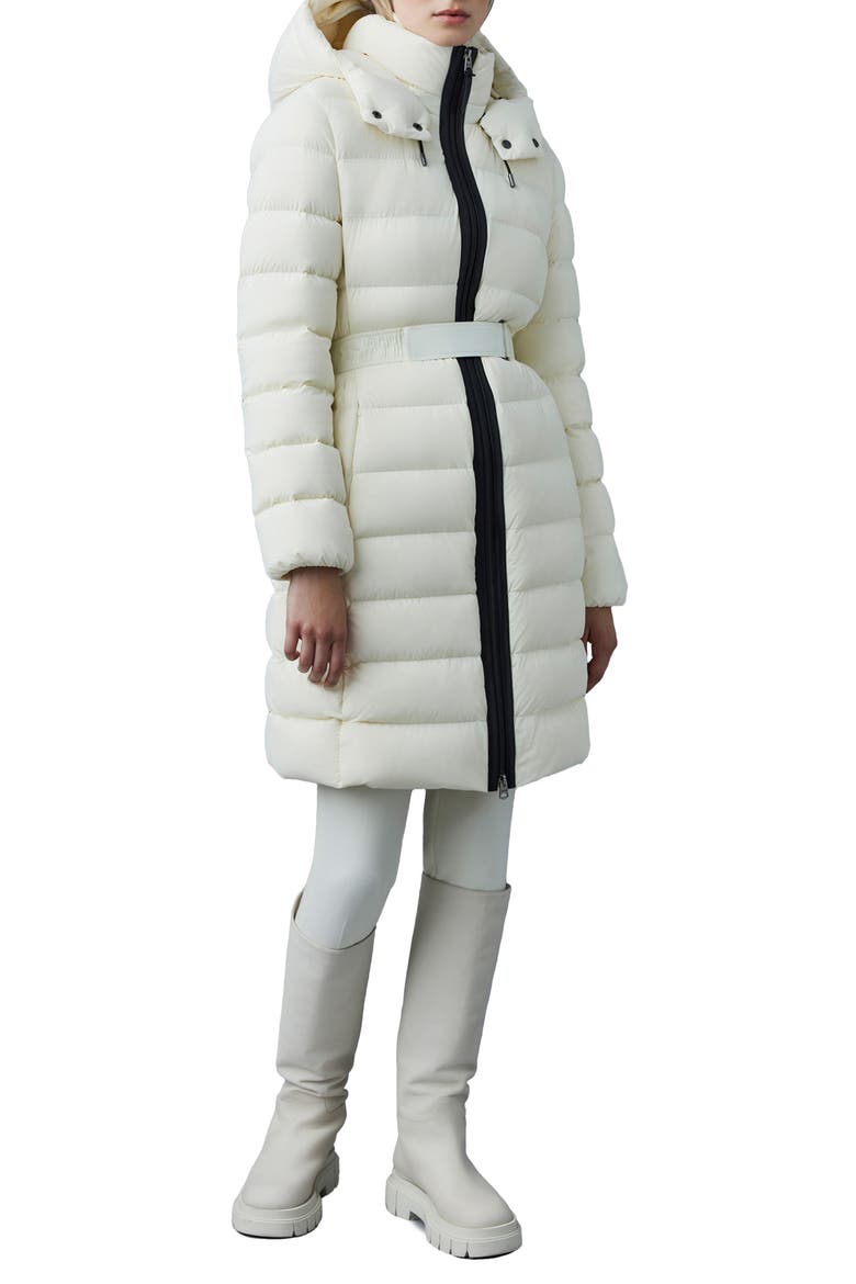 Ashley Water Resistant Down & Feather Coat, Main, color, CREAM