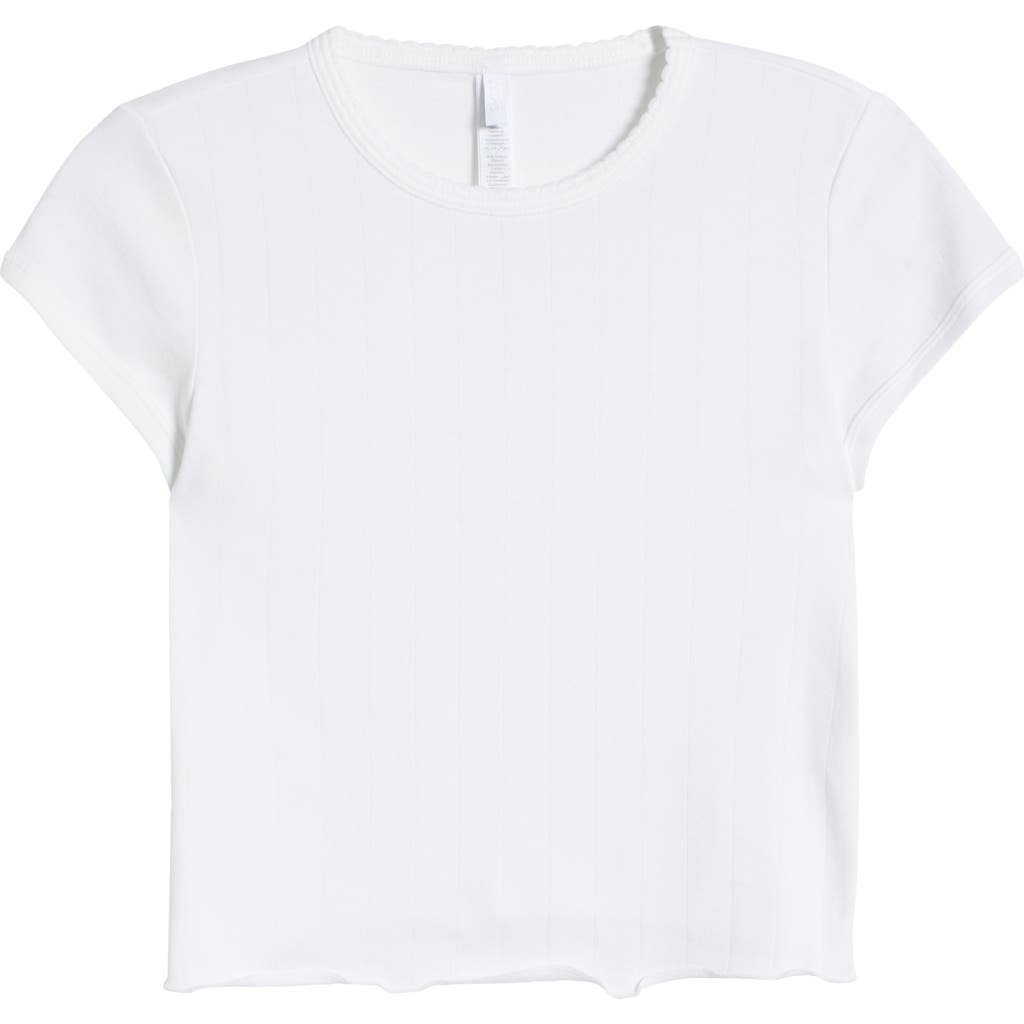 Skims Drop Needle Pointelle Baby Tee In Snow