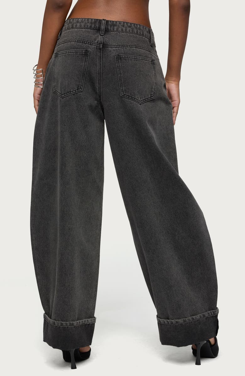 EDIKTED Kella Low Rise Baggy Wide Leg Cuffed Jeans, Alternate, color, 