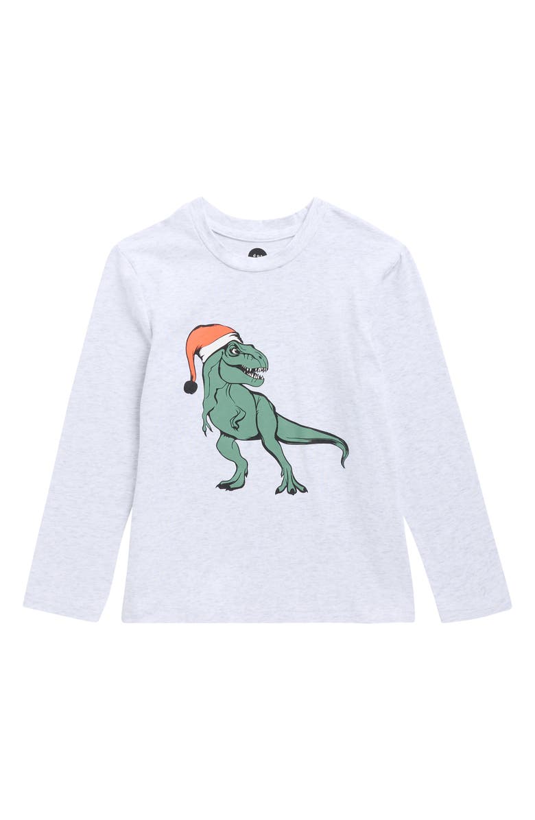 dot australia Kids' Santa Dino Graphic T-Shirt, Main, color, Grey Marle