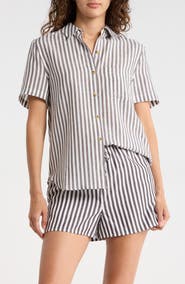 Onia Short Sleeve Button-Up Cover-Up Shirt
