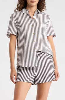 Onia Short Sleeve Button-Up Cover-Up Shirt
