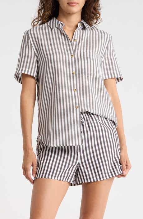 Onia Short Sleeve Button-Up Cover-Up Shirt