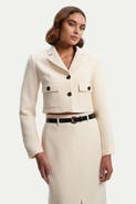 Karen Millen Double Button Tweed Cropped Jacket