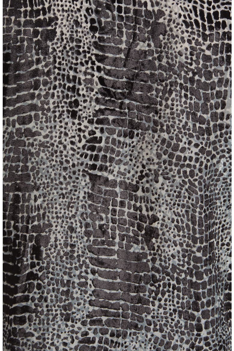 Snakeskin Print Cap Sleeve Button-Up Shirt, Alternate, color, BLACK