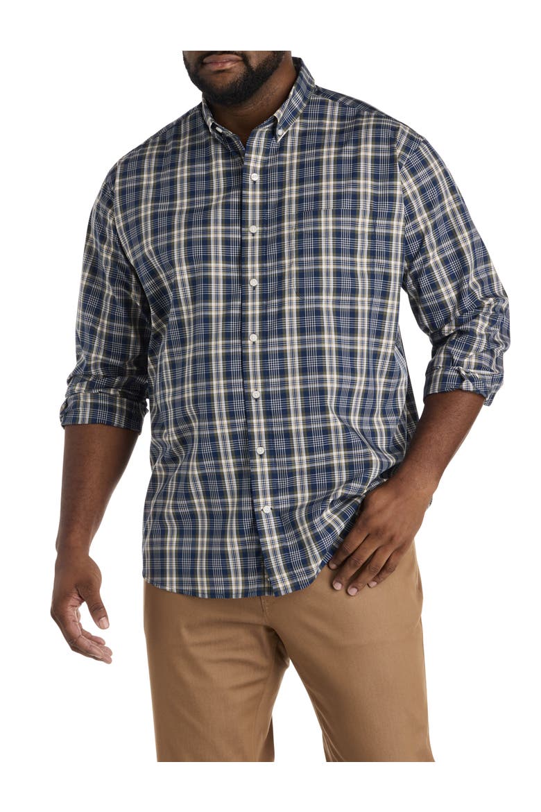 Big & Tall Large Plaid Sport Shirt V2, Main, color, NAVY