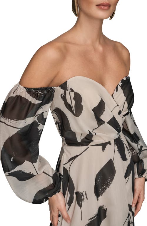 Donna Karan New York Floral Off The Shoulder Long Sleeve Gown