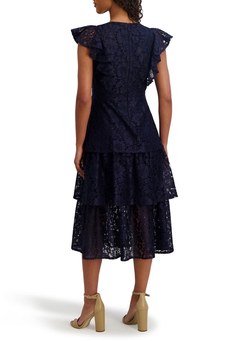 Floral Lace Midi Dress, Alternate, color, NAVY