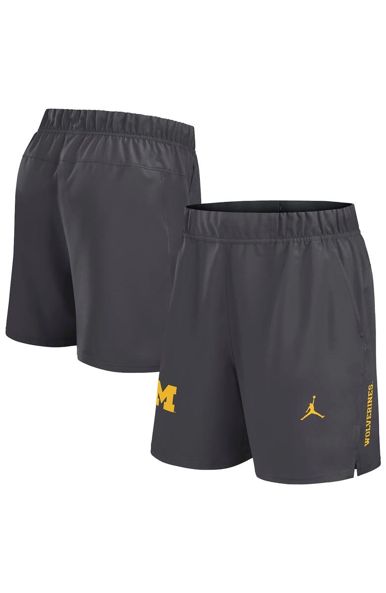 Jordan Brand Men
s Jordan Brand Gray Michigan Wolverines Primetime Woven Victory Performance Shorts, Alternate, color, Gray
