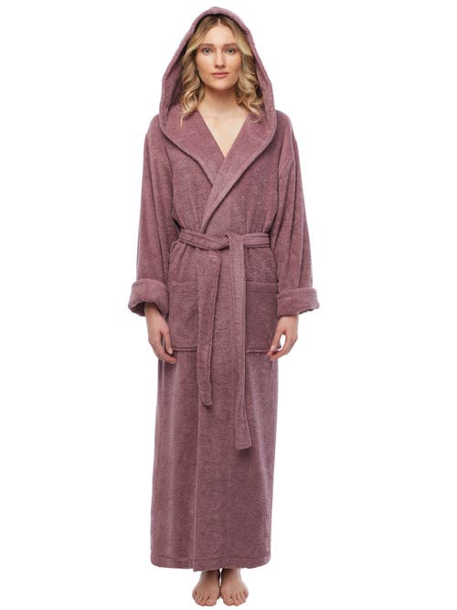 Arus Womens Gots Certified Oganic Cotton Long Hooded Robe In Brown