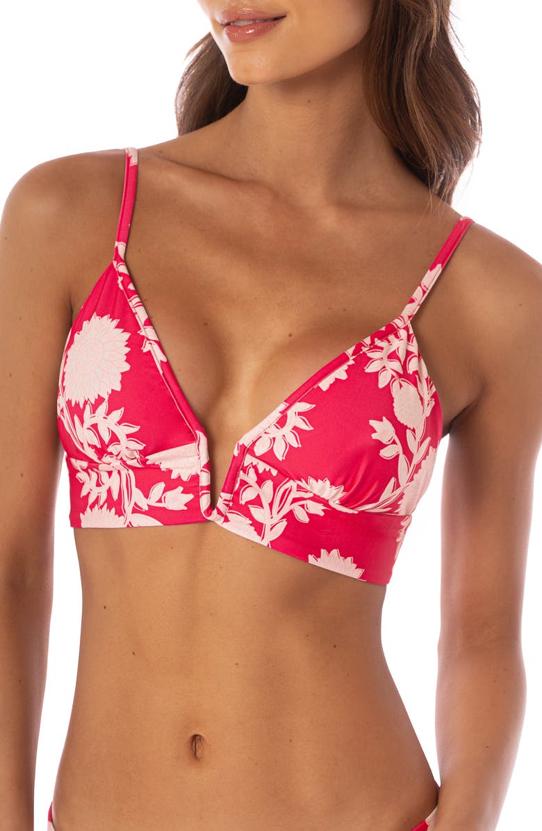 Maaji Parade V-Wire Reversible Bikini Top, Alternate, color, Open Red