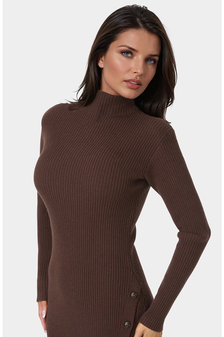 Mock Neck Sweater Midi Dress, Alternate, color, CHOCOLATE