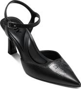 DKNY Ceana Stud Logo Pointed Toe Ankle Strap Pump