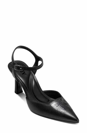 DKNY Ceana Stud Logo Pointed Toe Ankle Strap Pump
