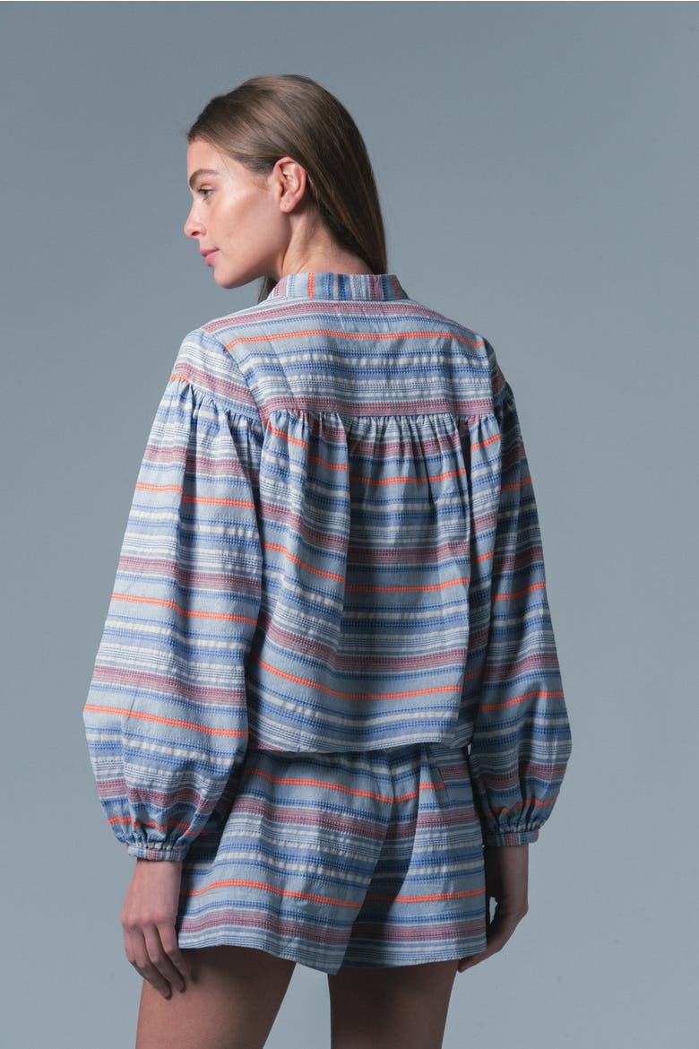 The Barry Short, Alternate, color, Blue/Orange Stripe