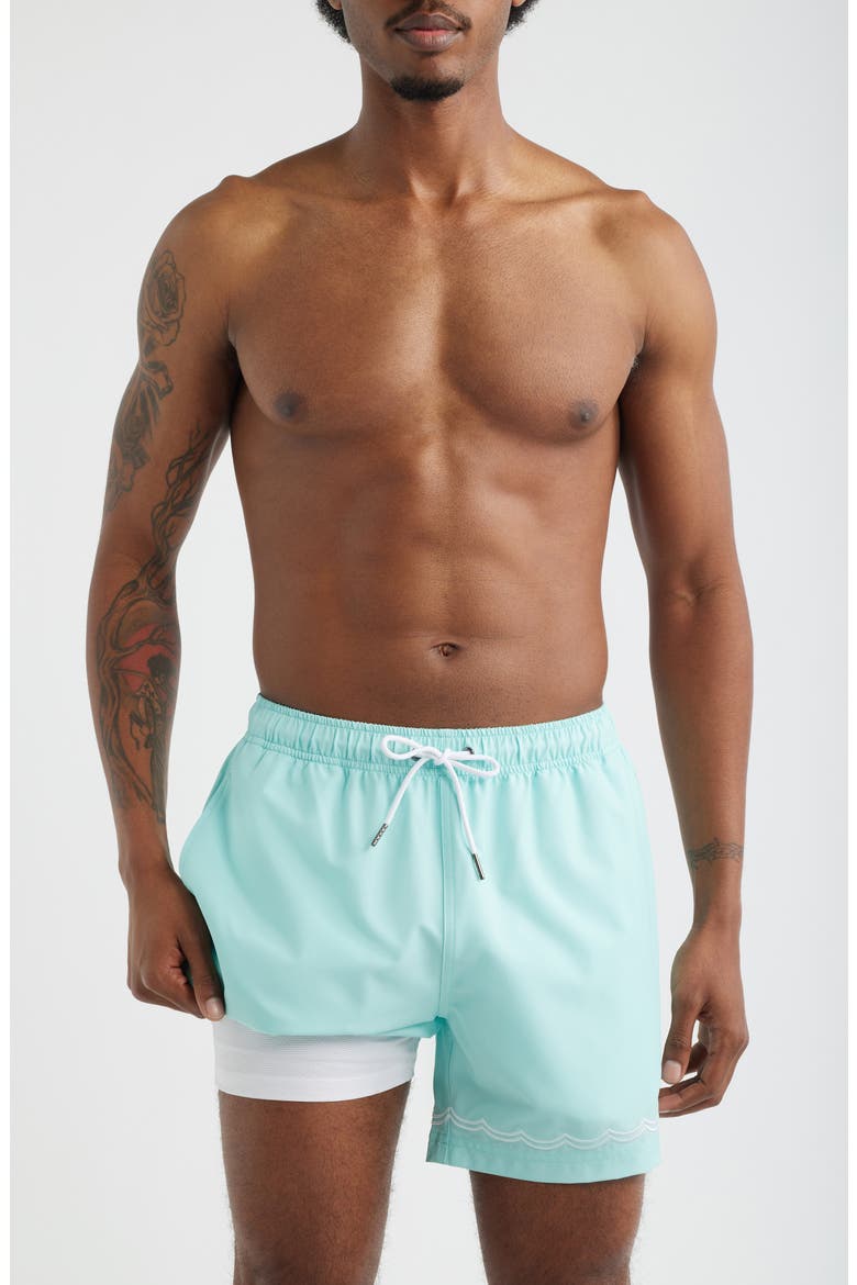 Beach Blue Waves Swim Shorts, Alternate, color, LIGHT BLUE