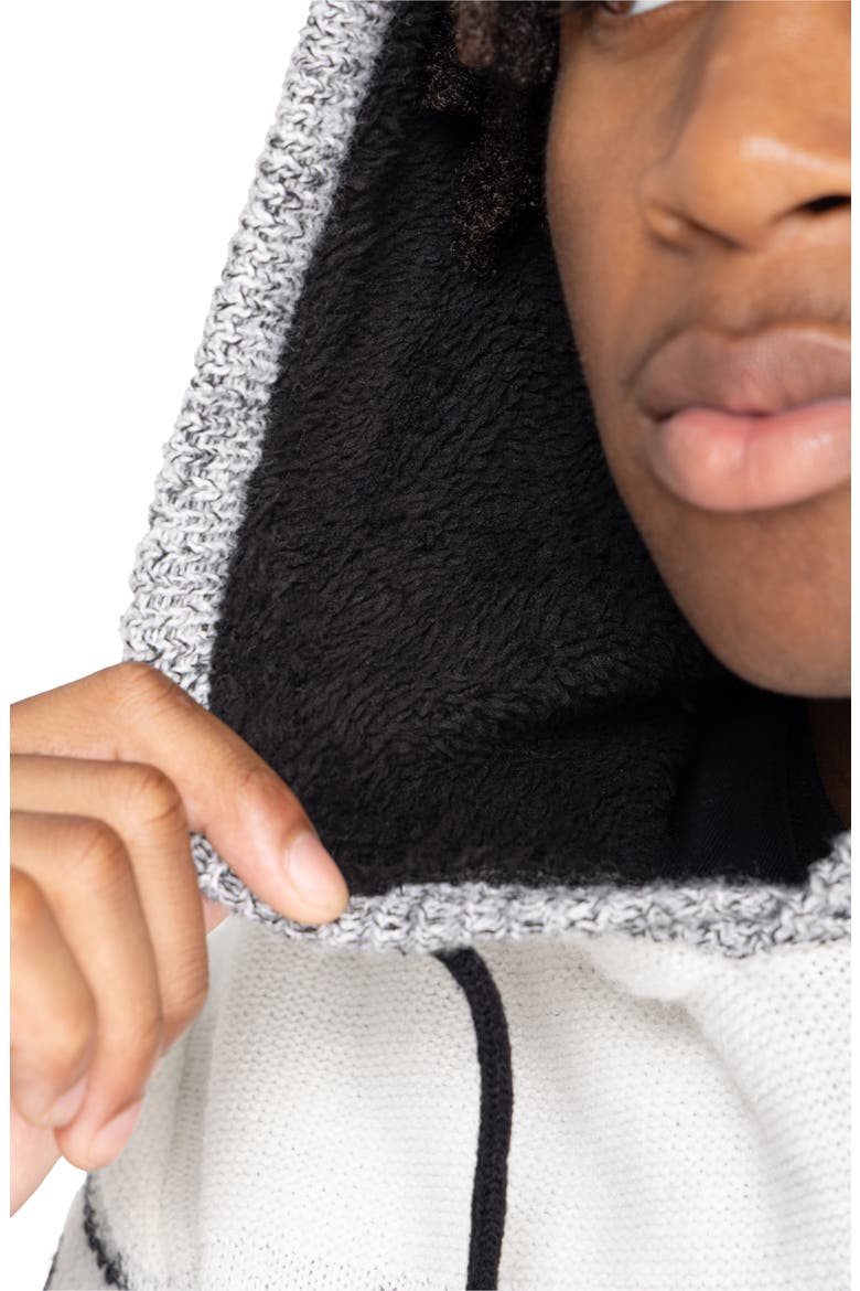 Colorblocked Pattern Hoodie, Alternate, color, BLACK
