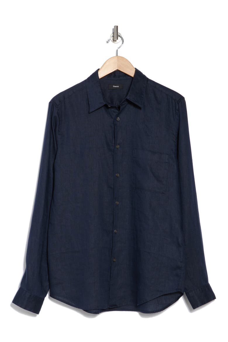 Irving Linen Button-Up Shirt, Alternate, color, BALTIC