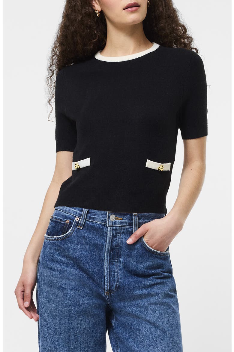 Babysoft Short Sleeve Sweater, Main, color, BLACK-PORCELAIN CREA