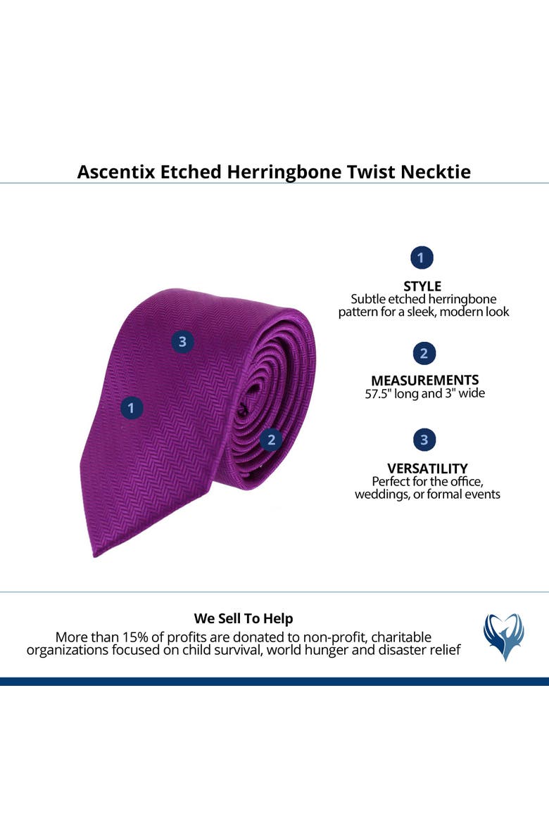 Etched Herringbone Twist Necktie, Alternate, color, Purple