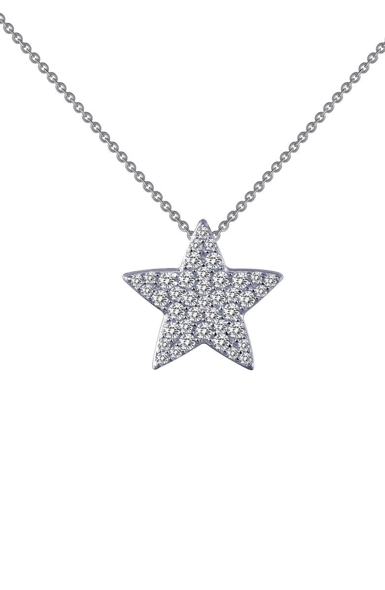 Lafonn Simulated Diamond Star Pendant Necklace, Main, color,